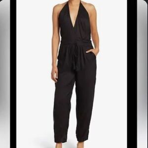NWT Boho Me Halter Neck Split Leg Romper Coverup in Black Size: S